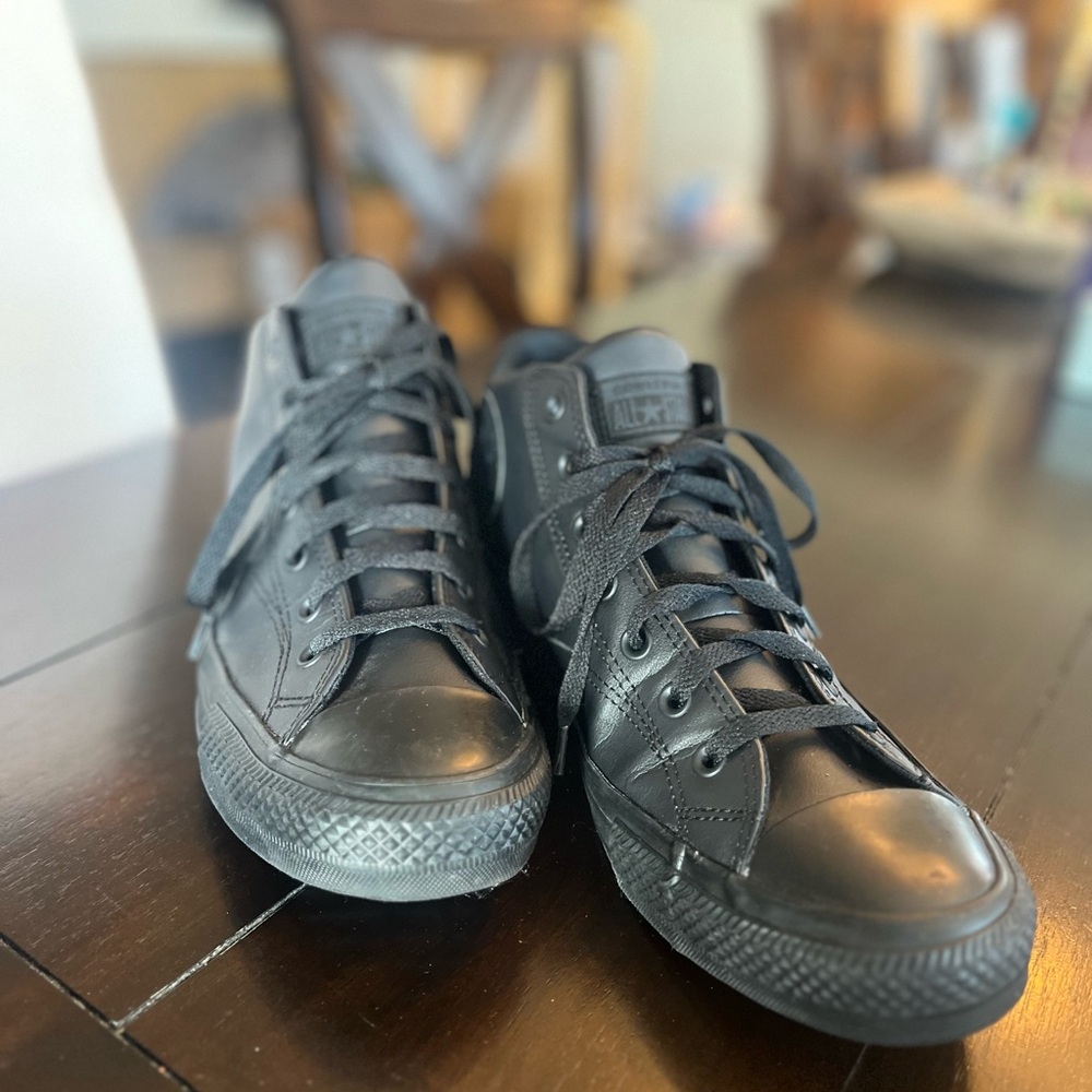 All Black Leather Converse Sneakers Men’s size 11.5